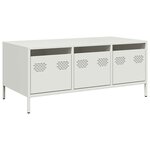 vidaXL Table basse blanc 101 5x50x43 5 cm acier laminé à froid