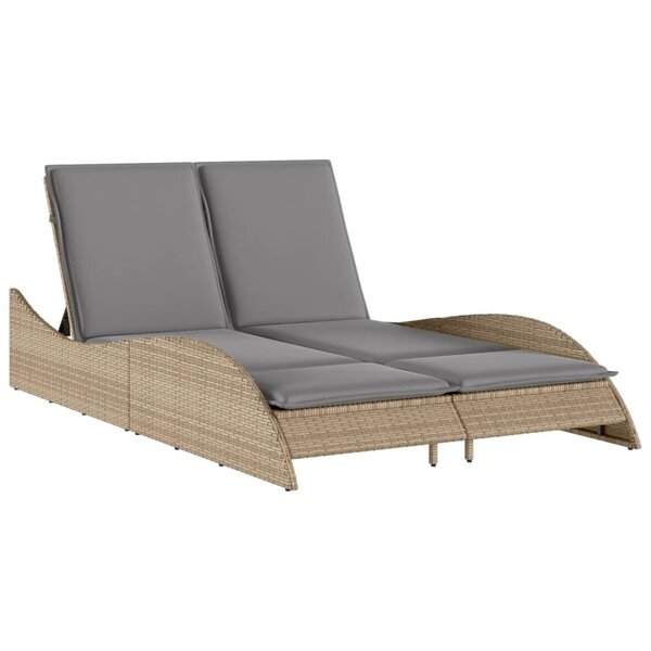 vidaXL Chaise longue avec coussins beige 114x205x73 cm résine tressée