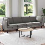 vidaXL Ensemble de meubles pour le salon 4 Pièces Gris foncé Tissu