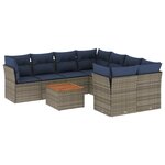 vidaXL Salon de jardin 9 Pièces avec coussins gris résine tressée