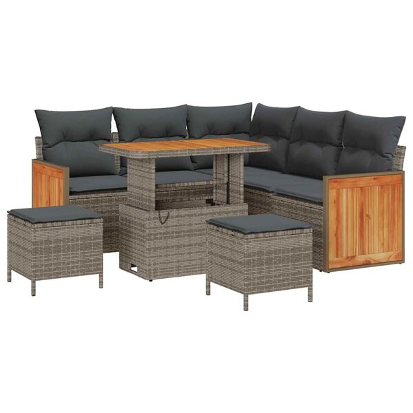 vidaXL Ensemble de canapé de jardin 8 Pièces Gris 90 x 55 x 71 cm