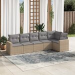 vidaXL Salon de jardin avec coussins 6 Pièces beige résine tressée