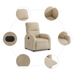 vidaXL Fauteuil inclinable électrique crème tissu microfibre