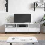 vidaXL Meuble TV blanc brillant 150x30x44 5 cm bois d'ingénierie