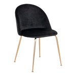 2 chaises de salle à manger en velours noir avec pieds en laiton