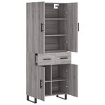 vidaXL Buffet haut Sonoma gris 69 5x34x180 cm Bois d'ingénierie