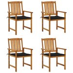 vidaXL Chaises de jardin avec coussins lot de 4 Bois d'acacia massif