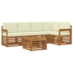 vidaXL Ensemble de canapé d'angle avec coussin 6 Pièces Naturel et Crème