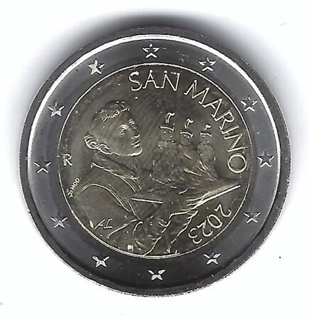 Monnaie 2 euros face commune saint marin 2023