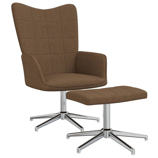 vidaXL Chaise de relaxation avec tabouret Marron Tissu