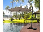 Parasol jardin déporté "soleil" - carré - 2.5 x 2.5 m - taupe + dalles à lester incluses