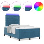 Lit Box Spring vidaXL avec Matelas et LED Bleu Foncé 120x200 cm Velours