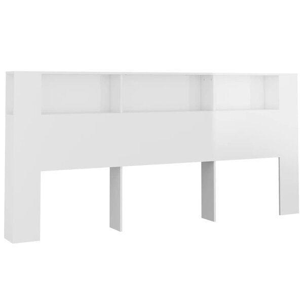 vidaXL Armoire de tête de lit Blanc brillant 220x18 5x104 5 cm