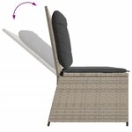 vidaXL Banc inclinable de jardin et coussins gris clair résine tressée