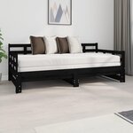 vidaXL Lit coulissant Noir Bois de pin solide 2x(90x190) cm