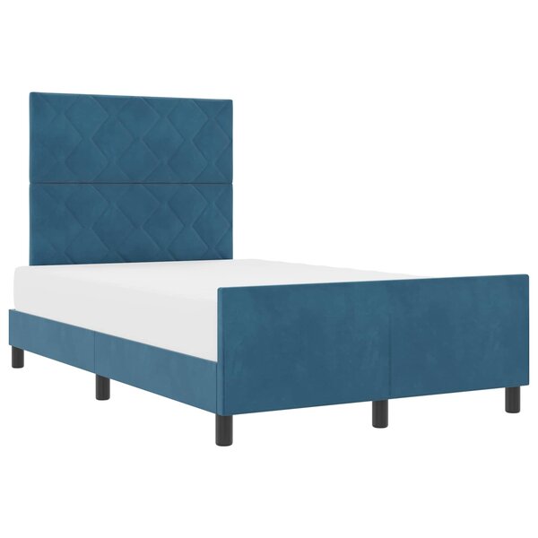 vidaXL Lit à ressorts avec tête de lit Bleu foncé 120 x 190 cm Velours