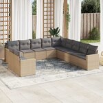 vidaXL Salon de jardin 11 Pièces avec coussins beige résine tressée