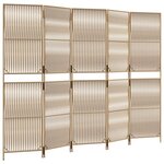 vidaXL Cloison de séparation 5 panneaux beige résine tressée
