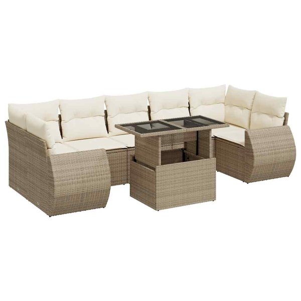 vidaXL Salon de jardin avec coussins 8 Pièces beige résine tressée