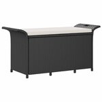 vidaXL Banc de jardin avec coussin noir 116x46x57 cm résine tressée
