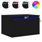vidaXL Tables de chevet murales avec lumières LED 2 Pièces noir