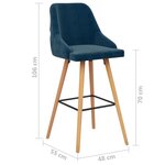 vidaXL Tabourets de bar lot de 2 bleu velours