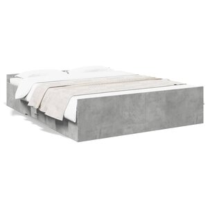 vidaXL Cadre de lit avec tiroirs sans matelas gris béton 140x200 cm