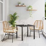 vidaXL Ensemble de salle à manger pour jardin 3 Pièces Marron polyrotin