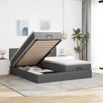 VidaXL Cadre de lit ottoman avec matelas gris foncé 200x200cm tissu