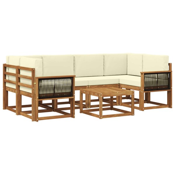 vidaXL Ensemble de canapés d'extérieur 5 pc Naturel et Crème