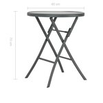 vidaXL Table de bistro pliable Gris 60 x 70 cm Verre et acier