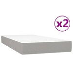 vidaXL Sommier à lattes de lit avec matelas Gris clair 200x200cm Tissu