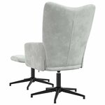 vidaXL Chaise de relaxation avec tabouret Gris clair Velours