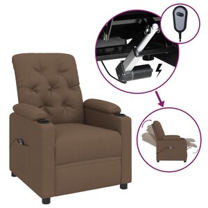 vidaXL Fauteuil inclinable électrique Marron Tissu