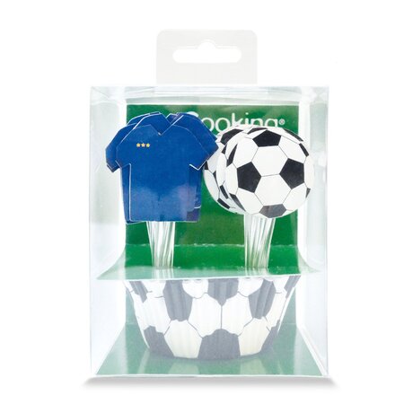 24 caissettes et 24 cake toppers Football