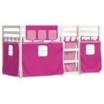vidaXL Lit superposé avec rideaux rose 90x190 cm bois pin massif