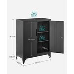 Caisson de bureau placard polyvalent armoire de bureau à 2 portes verrouillable meuble de rangement en acier pour bureau salon noir 12_0004829