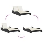 vidaXL Chaise longue avec coussins noir 114x205x73 cm résine tressée