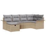 vidaXL Ensemble de canapé de jardin 6 pièces avec coussins beige rattan poly