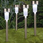 HI Lampes de jardin à LED solaires 4 Pièces Acier inoxydable 36 cm