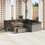 vidaXL Ensemble de canapé de jardin 13 Pièces Gris polyrotin