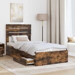 vidaXL Cadre de lit avec tiroir avec tête de lit Bois d'ingénierie