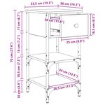 vidaXL Table de Chevet Vieux Bois 34x36x70 cm Bois d'ingénierie