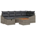 vidaXL Ensemble de canapé de jardin avec coussin 7 Pièces Gris Poly rotin