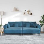 vidaXL Canapé 3 Pièces Bleu 250 x 188 x 76 cm Velours