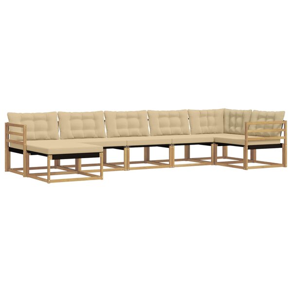 vidaXL Ensemble de canapés d'extérieur 7 Pièces Blanc et Beige