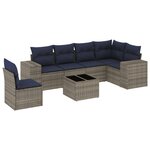 vidaXL Salon de jardin 7 Pièces avec coussins gris résine tressée