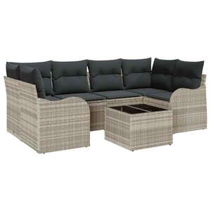 vidaXL Ensemble de canapé de jardin 7 Pièces Gris clair et gris foncé