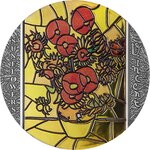 SUNFLOWERS by Van Gogh Stained Glass Art 2 Once Argent Coin 10 Cedis Ghana 2022