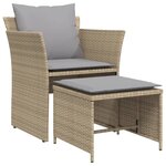 vidaXL Chaise de jardin avec tabouret beige résine tressée